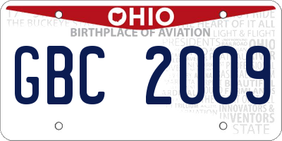 OH license plate GBC2009