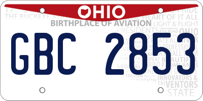OH license plate GBC2853