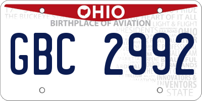 OH license plate GBC2992