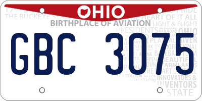 OH license plate GBC3075