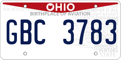 OH license plate GBC3783