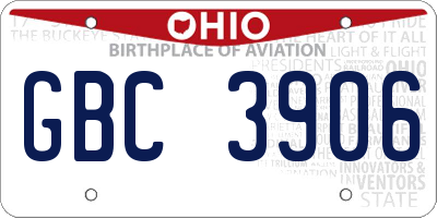 OH license plate GBC3906