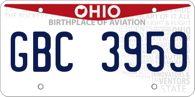 OH license plate GBC3959