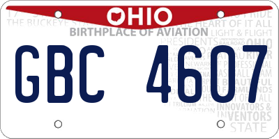 OH license plate GBC4607