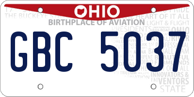 OH license plate GBC5037