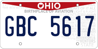 OH license plate GBC5617