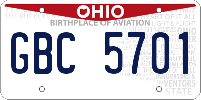 OH license plate GBC5701