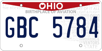 OH license plate GBC5784