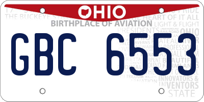 OH license plate GBC6553