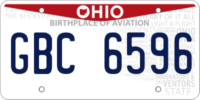 OH license plate GBC6596