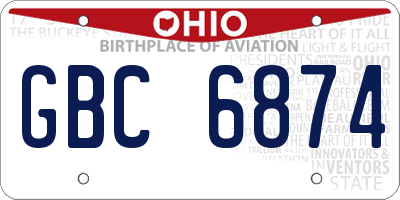 OH license plate GBC6874