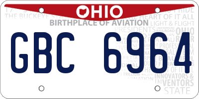 OH license plate GBC6964