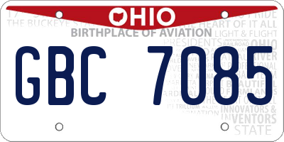 OH license plate GBC7085