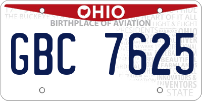 OH license plate GBC7625