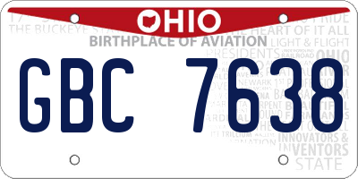 OH license plate GBC7638