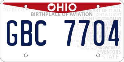 OH license plate GBC7704