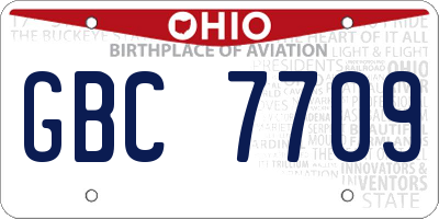 OH license plate GBC7709