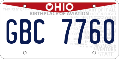 OH license plate GBC7760