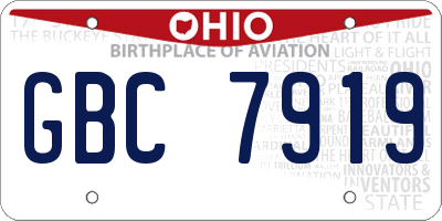 OH license plate GBC7919