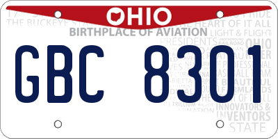 OH license plate GBC8301