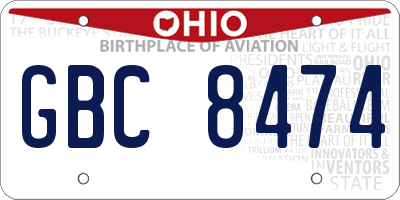 OH license plate GBC8474