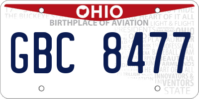 OH license plate GBC8477