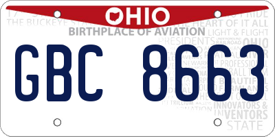 OH license plate GBC8663