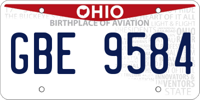 OH license plate GBE9584
