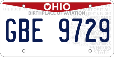 OH license plate GBE9729