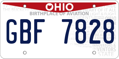 OH license plate GBF7828