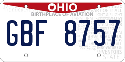 OH license plate GBF8757