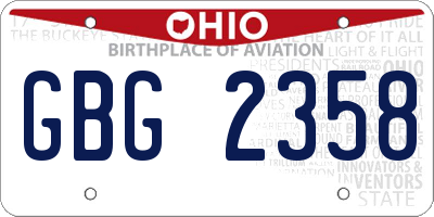 OH license plate GBG2358