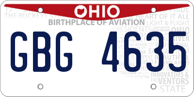 OH license plate GBG4635