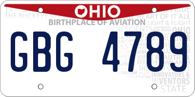 OH license plate GBG4789