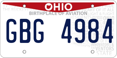 OH license plate GBG4984
