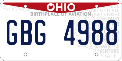 OH license plate GBG4988