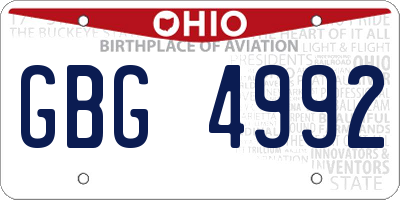 OH license plate GBG4992