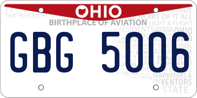 OH license plate GBG5006