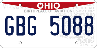 OH license plate GBG5088