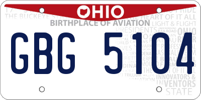 OH license plate GBG5104