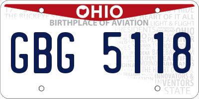 OH license plate GBG5118