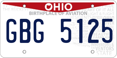 OH license plate GBG5125