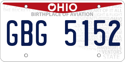 OH license plate GBG5152