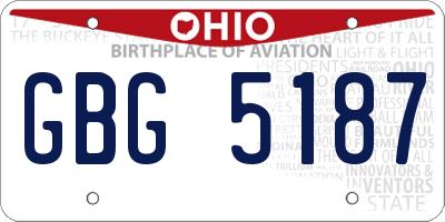 OH license plate GBG5187