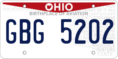 OH license plate GBG5202