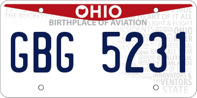 OH license plate GBG5231