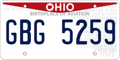 OH license plate GBG5259