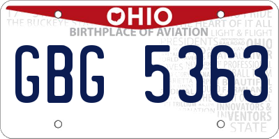 OH license plate GBG5363