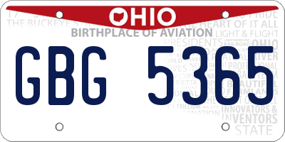 OH license plate GBG5365