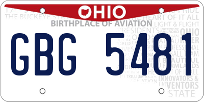 OH license plate GBG5481